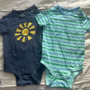 Primary 12-18mo Short Sleeve One-Piece Bodysuits in Navy Sun & Mint Stripe